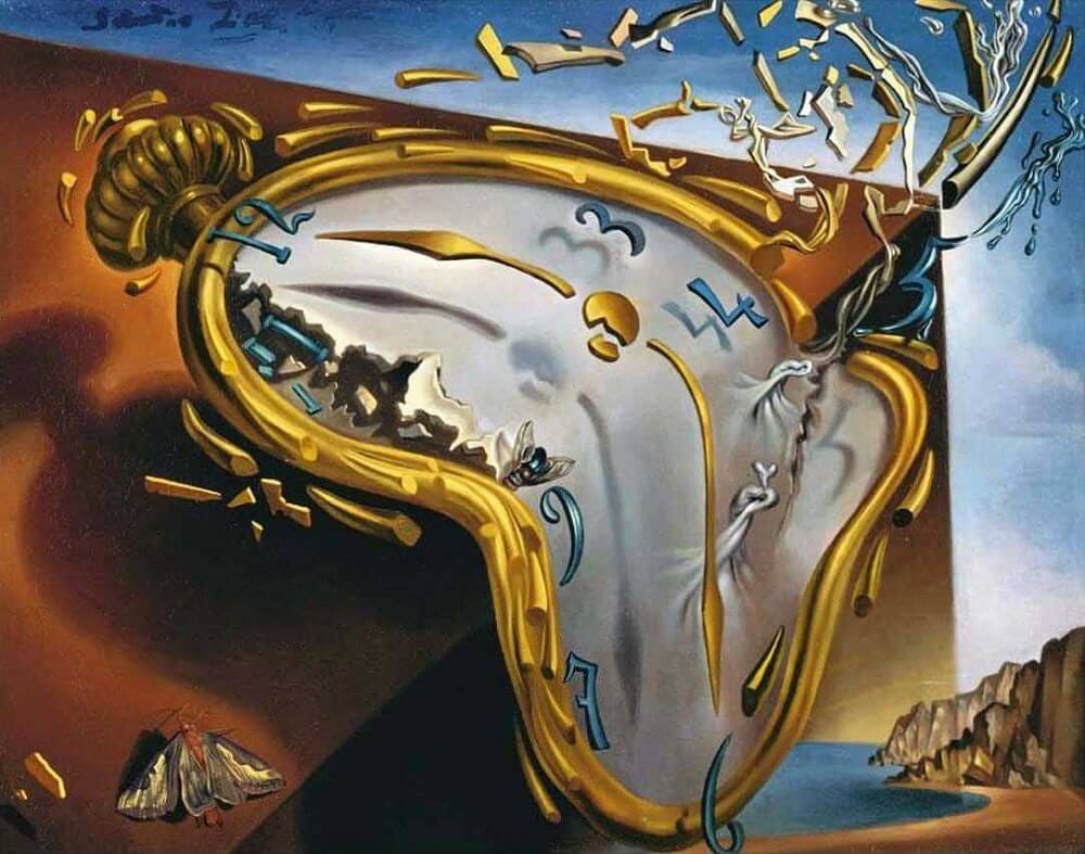 Rellotge tou explotant en 888 partícules després de vint anys d’immobilitat total, 1954 c. © Salvador Dalí